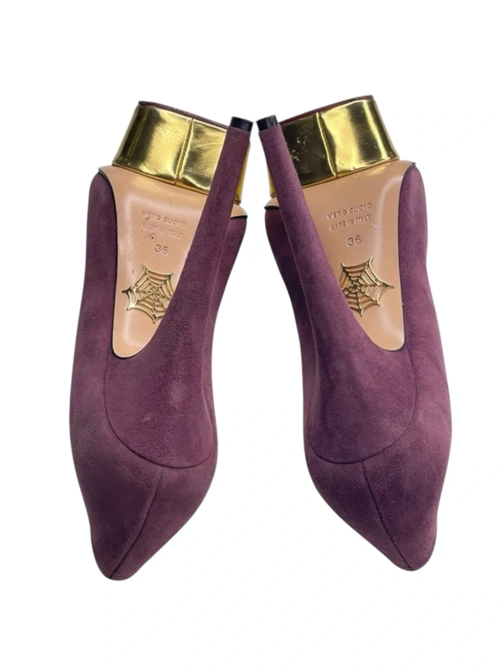 Charlotte Olympia 𒀭 Dolly Puttin On The Glitz Stiletto Platform Heels 𒀭Purple